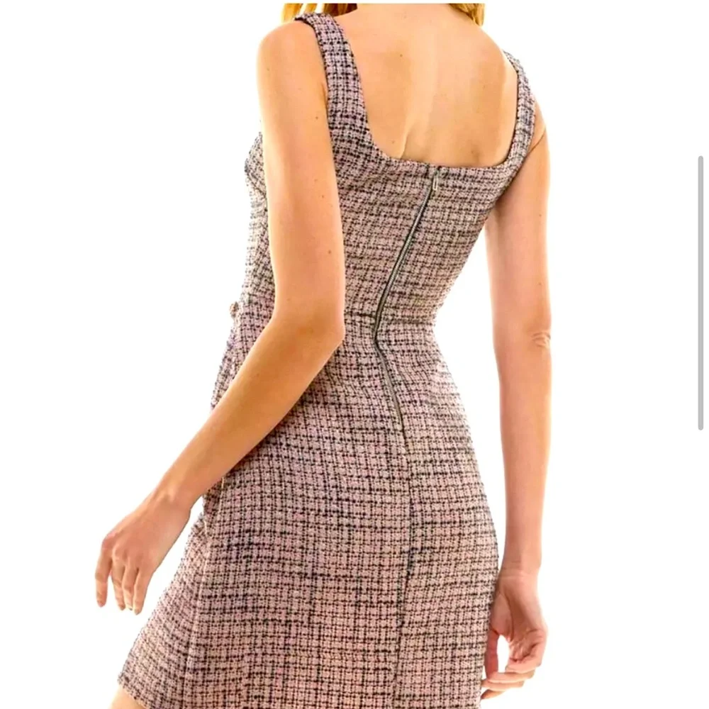 New City Studios Square-Neck Tweed Mini Dress - Picture 4 of 12
